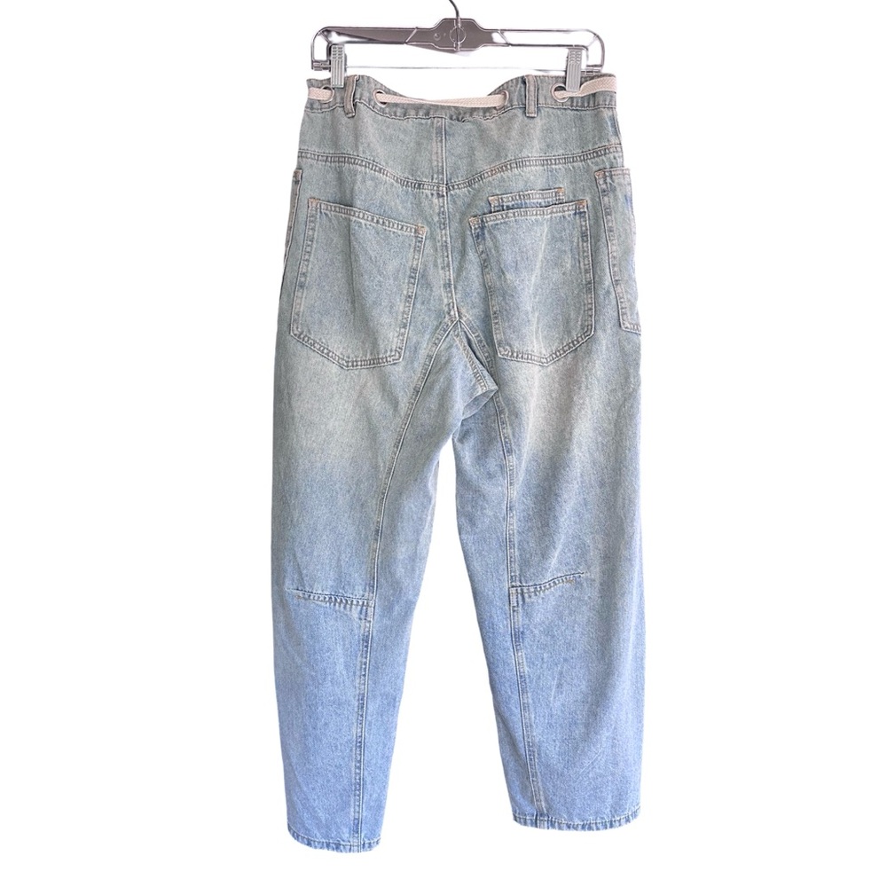 New! Wide Leg Barrel 100% Cotton w/ Drawstring Waist Denim Jeans Size 9/29 - Picture 3 of 10